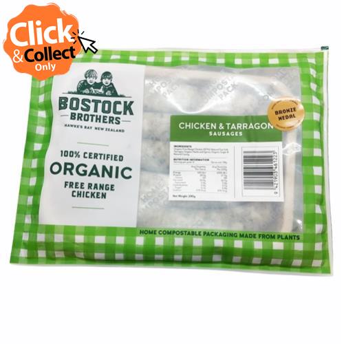 Chicken and Tarragon Sausages Organic (Bostock) 290g