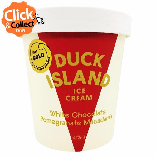 Ice Cream 472ml White Choc Pomegranate Macadam (Duck Island)